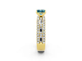 Yellow gold Princess Cut Blue Topaz Solitaire Ring with Pavé and Channel Set Band_2