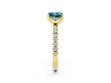 Yellow gold Princess Cut Blue Topaz Solitaire Ring with Round  Pavé Band and Four-Prong Setting_38