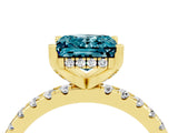 Yellow gold Princess Cut Blue Topaz Solitaire Ring with Round  Pavé Band and Four-Prong Setting_40