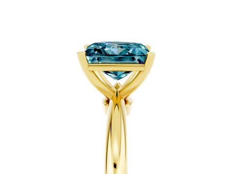 Yellow gold Princess Cut Blue Topaz Solitaire Ring with Six-Prong Setting and Classic Band_5