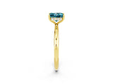 Yellow gold Princess Cut Blue Topaz Solitaire Ring with Thin Band and Four-Prong Setting_2