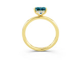 Yellow gold Princess Cut Blue Topaz Solitaire Ring with Thin Band and Four-Prong Setting_3
