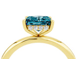 Yellow gold Princess Cut Blue Topaz Solitaire Ring with Thin Band and Four-Prong Setting_4