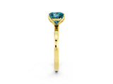 Yellow gold Princess Cut Blue Topaz Solitaire Ring with Thin Band and Prong Setting_14