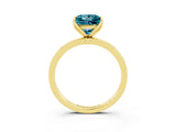 Yellow gold Princess Cut Blue Topaz Solitaire Ring with Thin Band and Prong Setting_15