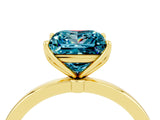 Yellow gold Princess Cut Blue Topaz Solitaire Ring with Thin Band and Prong Setting_16