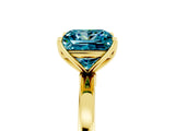 Yellow gold Princess Cut Blue Topaz Solitaire Ring with Thin Band and Prong Setting_17