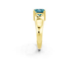 Yellow gold Princess Cut Blue Topaz Solitaire Ring with Wide Band and Prong Setting_2