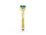 Yellow gold Princess Cut Blue Topaz Solitaire Twist Band Prong Setting Ring_74