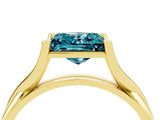 Yellow gold Princess Cut Blue Topaz Solitaire Twist Band Prong Setting Ring_76
