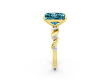 Yellow gold Princess Cut Blue Topaz Solitaire Twisted Band with Round  Accents and Prong Setting_14
