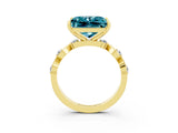 Yellow gold Princess Cut Blue Topaz Solitaire Twisted Band with Round  Accents and Prong Setting_15