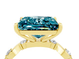 Yellow gold Princess Cut Blue Topaz Solitaire Twisted Band with Round  Accents and Prong Setting_16