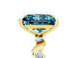 Yellow gold Princess Cut Blue Topaz Solitaire Twisted Band with Round  Accents and Prong Setting_17