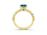 Yellow gold Princess Cut Blue Topaz Solitaire with Side Stones, Pave Band, Four-Prong Setting_39