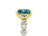 Yellow gold Princess Cut Blue Topaz Solitaire with Side Stones, Pave Band, Four-Prong Setting_41
