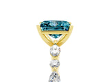 Yellow gold Princess Cut Blue Topaz Solitaire with Side Stones on a Pavé Band and Four-Prong Setting_5