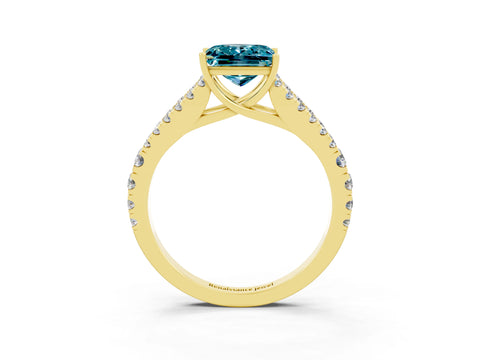 Yellow gold Princess Cut Blue Topaz Split Shank Pavé Engagement Ring with Four-Prong Setting_15