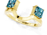 Yellow gold Princess Cut Blue Topaz Two-Stone Open Band Ring with Four-Prong Setting_7