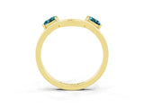 Yellow gold Princess Cut Blue Topaz Two-Stone Open Band Ring with Four-Prong Setting_9