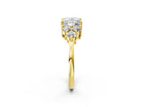 Yellow gold Princess Cut Brilliant Diamond Cluster Accent Solitaire Ring with Prong Setting_17
