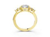 Yellow gold Princess Cut Brilliant Diamond Cluster Accent Solitaire Ring with Prong Setting_18