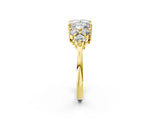 Yellow gold Princess Cut Brilliant Diamond Cluster Accent Solitaire Ring with Prong Setting_5