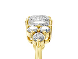 Yellow gold Princess Cut Brilliant Diamond Cluster Accent Solitaire Ring with Prong Setting_8