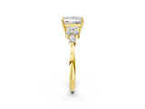 Yellow gold Princess Cut Brilliant Diamond Solitaire Ring with Pear Side Stones and Four-Prong Setting_5