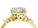 Yellow gold Princess Cut Brilliant Diamond Solitaire Ring with Pear Side Stones and Four-Prong Setting_7