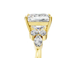 Yellow gold Princess Cut Brilliant Diamond Solitaire Ring with Pear Side Stones and Four-Prong Setting_8