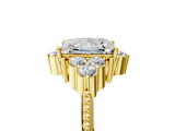 Yellow gold Princess Cut Brilliant Diamond with Cluster Setting on a Beaded Band and Four-Prong Setting_8