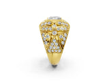 Yellow gold Princess Cut Brilliant Halo Pave Diamond Milgrain Ring_15