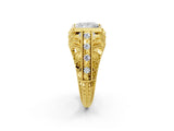 Yellow gold Princess Cut Brilliant Milgrain Filigree Diamond Ring with Square Prong Setting_17