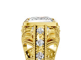 Yellow gold Princess Cut Brilliant Milgrain Filigree Diamond Ring with Square Prong Setting_20