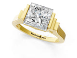 Yellow gold Princess Cut Brilliant Solitaire Diamond Ring with Channel Set Band and Bar Prong Setting_13