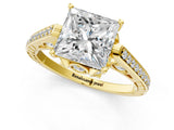 Yellow gold Princess Cut Cathedral Pave Diamond Engagement Ring with Six-Prong Setting_32