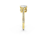 Yellow gold Princess Cut Cathedral Pave Diamond Engagement Ring with Six-Prong Setting_33
