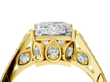 Yellow gold Princess Cut Cathedral Pave Diamond Engagement Ring with Six-Prong Setting_35