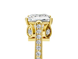 Yellow gold Princess Cut Cathedral Pave Diamond Engagement Ring with Six-Prong Setting_36