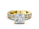Yellow gold Princess Cut Channel Set Diamond Engagement Ring with Four-Prong Setting_241