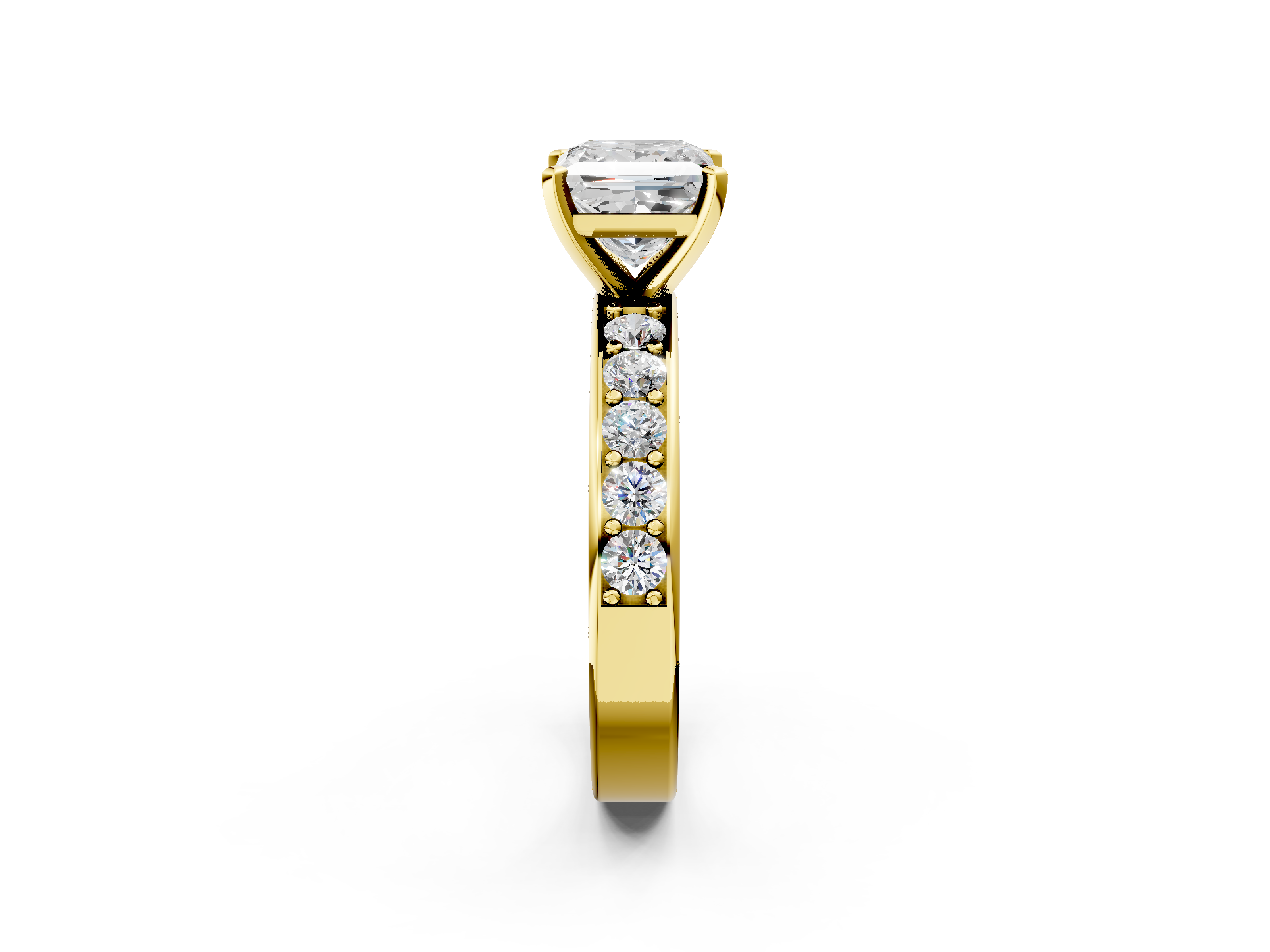 Yellow gold Princess Cut Channel Set Diamond Engagement Ring with Four-Prong Setting_243