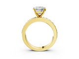 Yellow gold Princess Cut Channel Set Diamond Engagement Ring with Four-Prong Setting_244