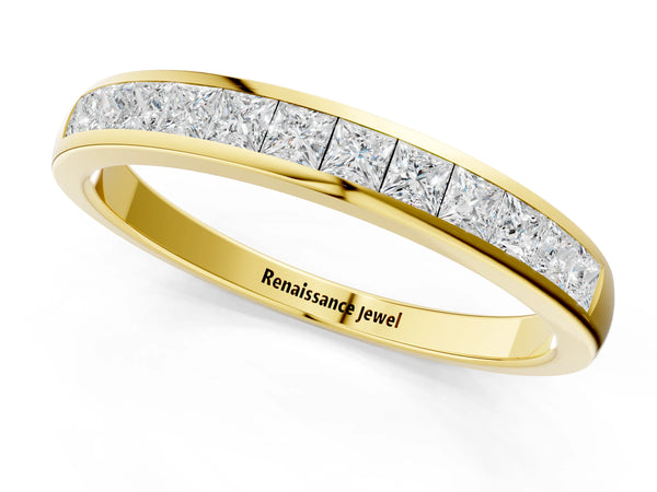 Yellow gold Princess Cut Channel Set Diamond Eternity Band