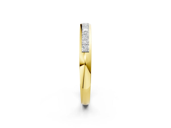 Yellow gold Princess Cut Channel Set Diamond Eternity Band