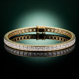 Yellow gold Princess Cut Channel Set Diamond Tennis Bracelet_12