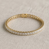 Yellow gold Princess Cut Channel Set Diamond Tennis Bracelet_9