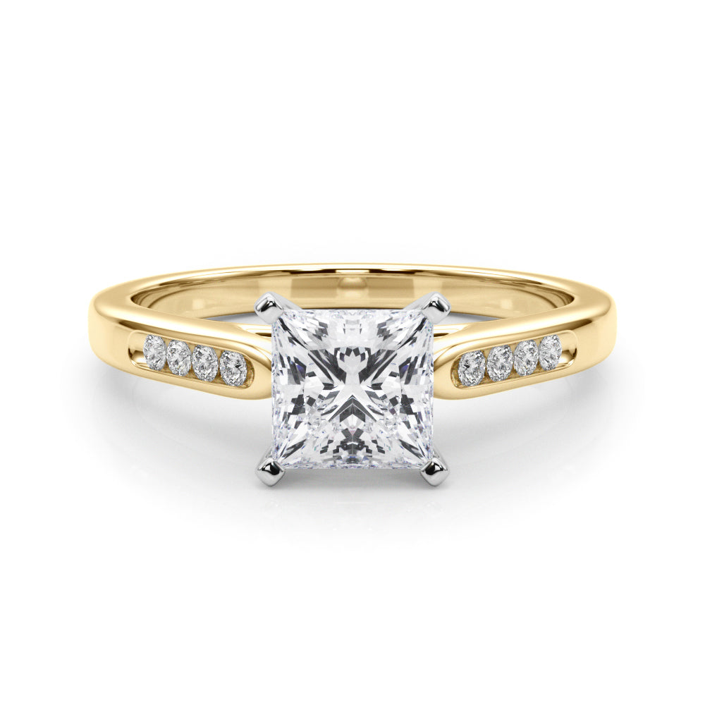 Yellow gold Princess Cut Channel Set Solitaire Engagement Ring with Four-Prong Setting 1