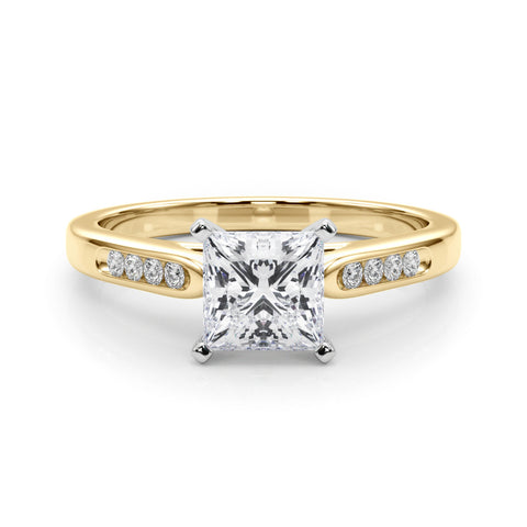 Yellow gold Princess Cut Channel Set Solitaire Engagement Ring with Four-Prong Setting 1