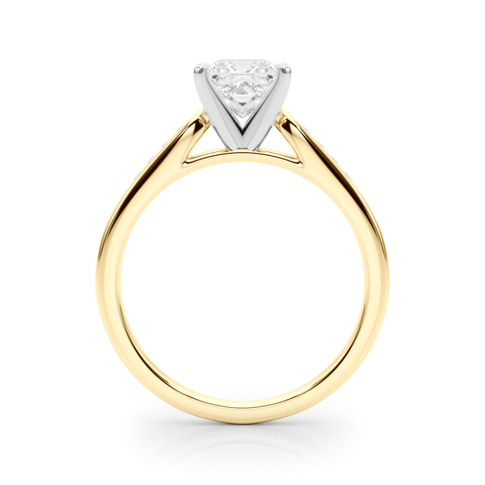 Yellow gold Princess Cut Channel Set Solitaire Engagement Ring with Four-Prong Setting 2